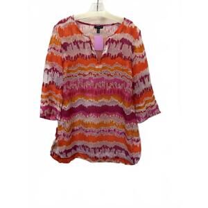 NEW CONRAD C women's flame stitch tunic in orange, pink